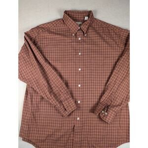 Turnbury Shirt‎ Men's Large Button Down Orange Check Long Sleeve